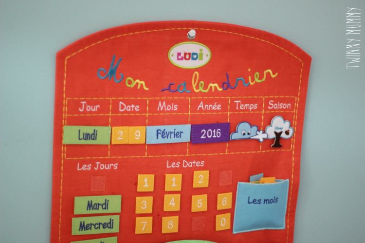 LUDI - Calendrier Enfant Éducatif et Semainier - Panneau en Tissu